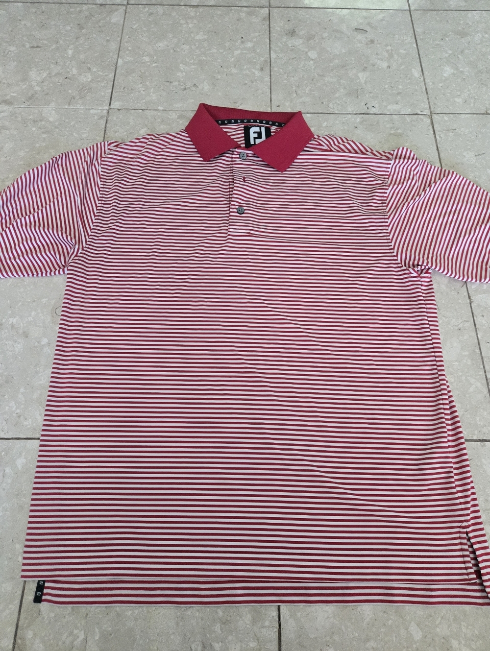 Men's FootJoy Golf Polo Red And White Stripe - Medium